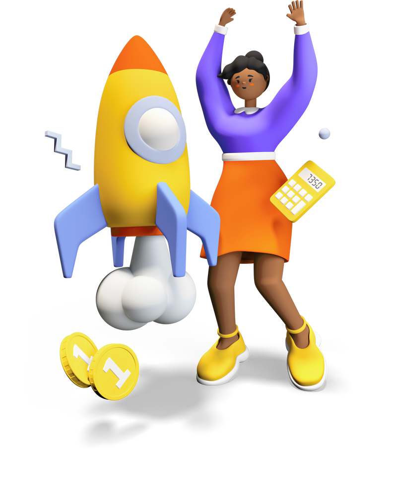 Launching new project - colorful 3D style illustration