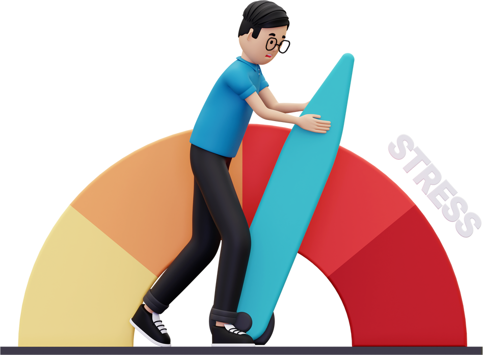 3d Man controlling stress levels illustration