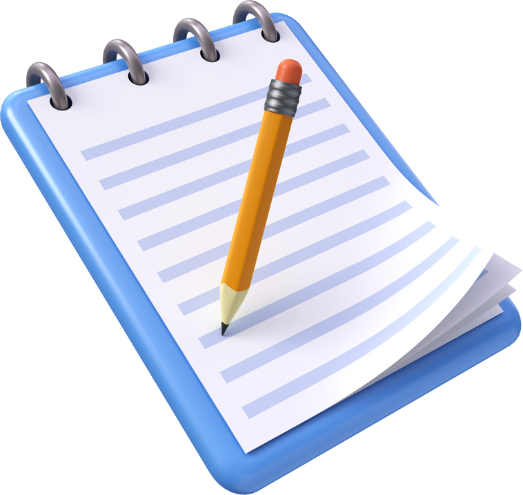 3d notepad with pencil